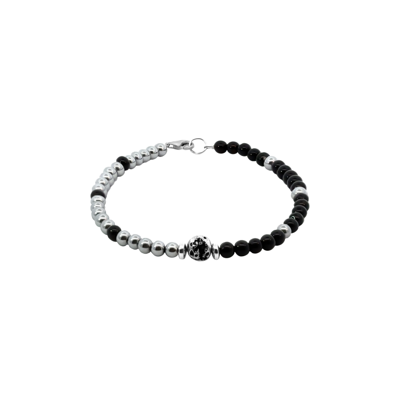 GRAV Men Hematite Black & White Ezüst 925 Karkötő