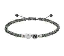 GRAV Macrame Heart Letter Ezüst 925 Karkötő